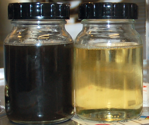 Ölproben vorher und mit ölfilter